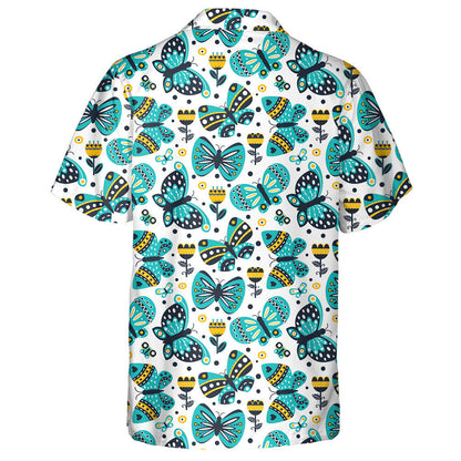 Theme Colorful Romantic Butterflies On White Hawaiian Shirt,Hawaiian Shirt Gift, Christmas Gift