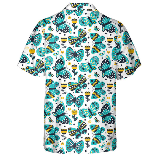 Theme Colorful Romantic Butterflies On White Hawaiian Shirt,Hawaiian Shirt Gift, Christmas Gift