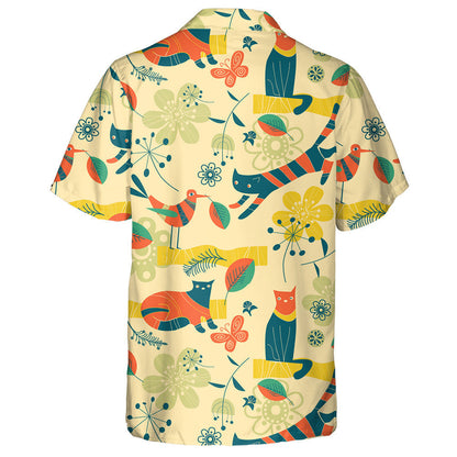 Theme Cats Birds Flowers And Butterflies Hawaiian Shirt,Hawaiian Shirt Gift, Christmas Gift