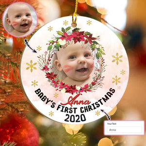 Baby's First Christmas Personalized Circle Custom Ornament, Christmas Ornament Gift, Christmas Gift, Christmas Decoration
