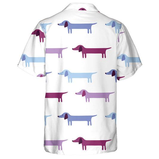 Cute Dachshund Dogs In Blue Colors Hawaiian Shirt,Hawaiian Shirt Gift, Christmas Gift