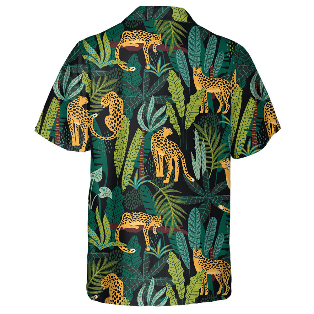 Leopards And Tropical Leaves Trendy Style Hawaiian Shirt, Hawaiian For Gift