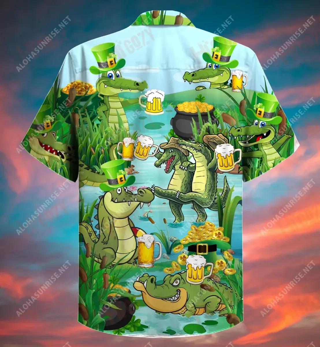 Alligators Beer Patrick'S Day Unisex Short Sleeve Shirt Hobbies Hawaiian T Shirts Vintage Hawaiian Shirts Funny Hawaiian Shirts, Christmas Gift