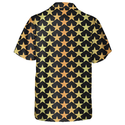 Modern Black And Gold Patriotic Stars Pattern Hawaiian Shirt, Hawaiian Shirt Gift, Christmas Gift
