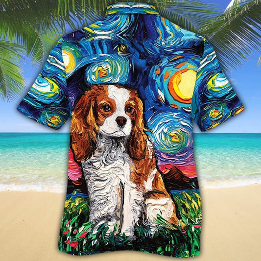 An Rí Séarlas Cavalier Madra Aghaidh gleoite Oíche Gorgeous Léine Haváís, Bronntanas Léine Haváís, Bronntanas Nollag