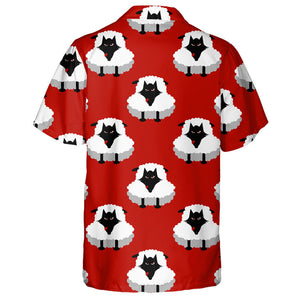 Wolfs In Sheep's Clothings On Red Background Hawaiian Shirt, Hawaiian Shirt Gift, Christmas Gift