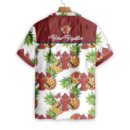Brave Firefighter Pineapple Seamless Design Hawaiian Shirt, Hawaiian For Gift
