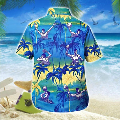 Water Polo And Palm Tree Design Hawaiian Shirt, Hwaiian For Gift