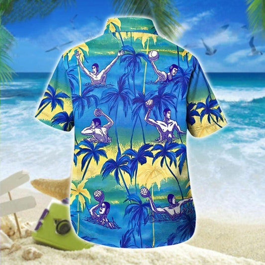 Water Polo And Palm Tree Design Hawaiian Shirt, Hwaiian For Gift
