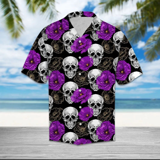 Lá Na Cloigeann Marbh Patrún Corcra Bláth Léine Haváís, Bronntanas Léine Haváís, Bronntanas Nollag