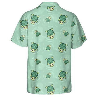 Naughty Baby Turtle On Green Background Hawaiian Shirt,Hawaiian Shirt Gift, Christmas Gift