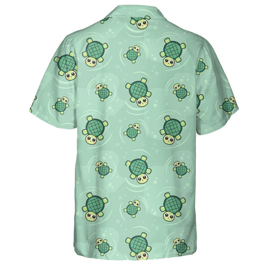 Naughty Baby Turtle On Green Background Hawaiian Shirt,Hawaiian Shirt Gift, Christmas Gift