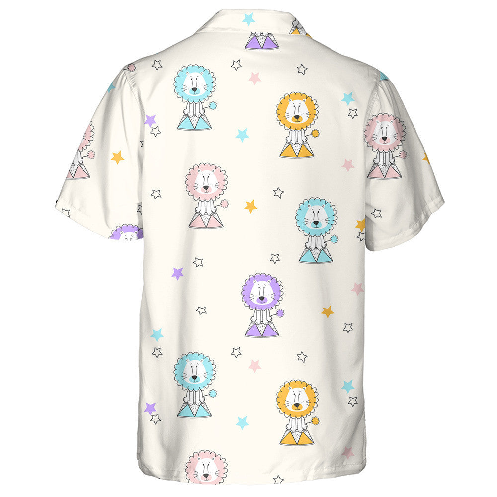 Colorful Circus Lion And Small Stars Hawaiian Shirt, Hawaiian For Gift