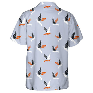 Flying Bird On Light Violet Background Hawaiian Shirt,Hawaiian Shirt Gift, Christmas Gift