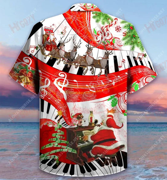 Christmas Piano Unisex Short Sleeve Shirt Hobbies Tropical Shirts Tactical Hawaiian Shirt Hawaiian Shirts For Women_Hawaiian Shirt Gift, Christmas Gift