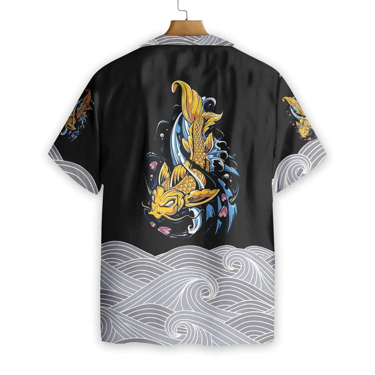 Royal Golden Koi Fish On Waves Hawaiian Shirt,Hawaiian Shirt Gift, Christmas Gift