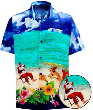 Santa Relaxing On The Beach Design Hawaiian Shirt,Hawaiian Shirt Gift, Christmas Gift