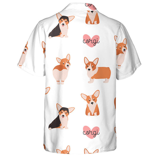 Funny Welsh Corgi Dog On White Background Hawaiian Shirt, Hawaiian Shirt Gift, Christmas Gift