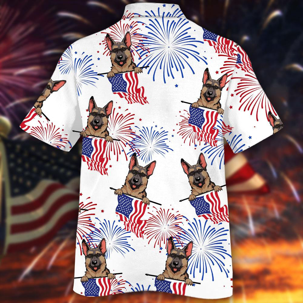 Cool German Shepherd White Theme Hawaiian Shirt,Hawaiian Shirt Gift, Christmas Gift