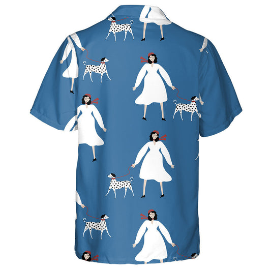 Funny Purebred Dog And Woman Isolated Background Hawaiian Shirt, Hawaiian Shirt Gift, Christmas Gift