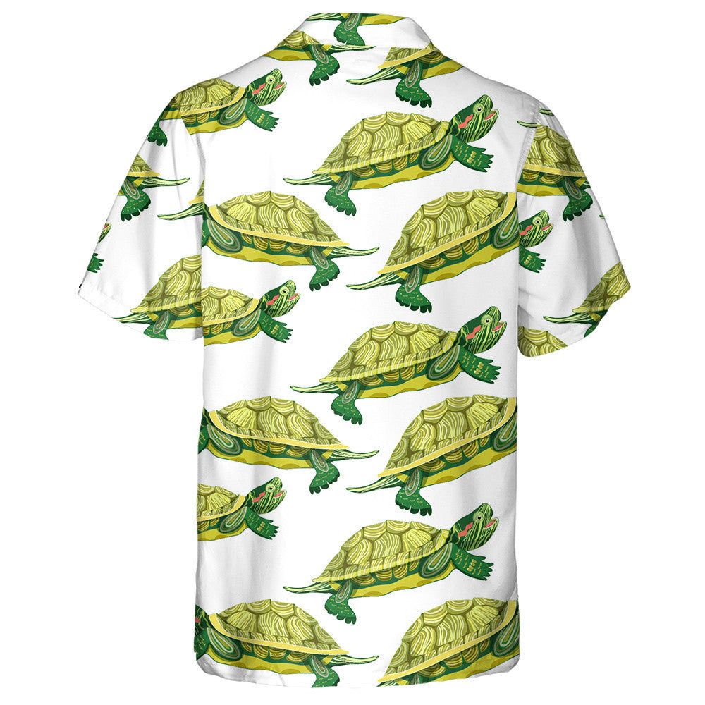 Pond Slider Turtle Couple Green A Smiling Hawaiian Shirt, Hawaiian Shirt Gift, Christmas Gift