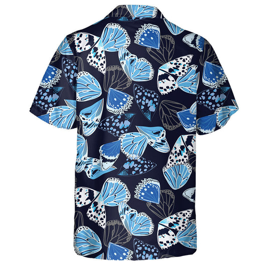 Hand Drawn Blue Butterfly Wing Surface Hawaiian Shirt, Hawaiian Shirt Gift, Christmas Gift