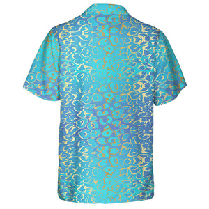 Animal Leopard Blue And Gold Texture Hawaiian Shirt, Hawaiian For Gift