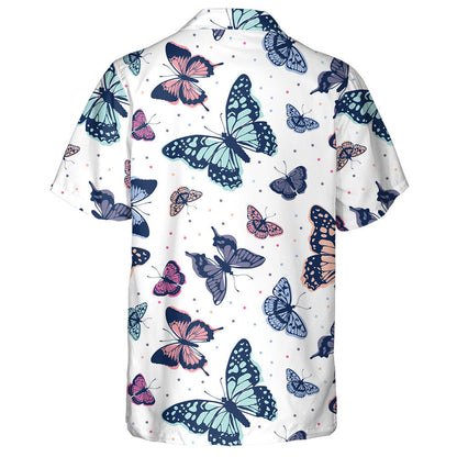 Beautiful Butterfly Abstract On White Background Hawaiian Shirt, Hawaiian For Gift