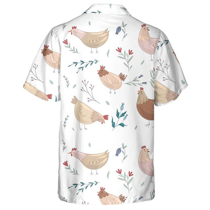 Funny Chicken With Plant On White Background Hawaiian Shirt, Hawaiian Shirt Gift, Christmas Gift