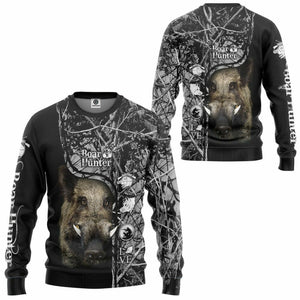 3D Boar Hunter Black Custom Tshirt Hoodie Apparel