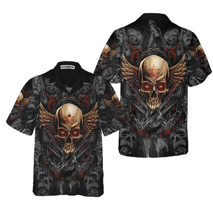 Viking Gothic Skull Biker Horror Halloween Hawaiian Shirt,Hawaiian Shirt Gift, Christmas Gift