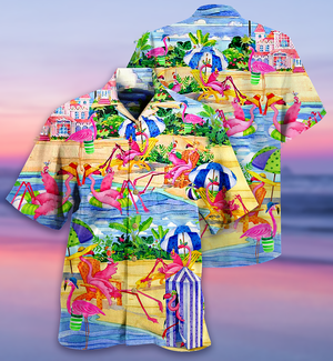 Flamingo Love Beach - Hawaiian Shirt_ Hawaiian Shirt Gift, Christmas Gift