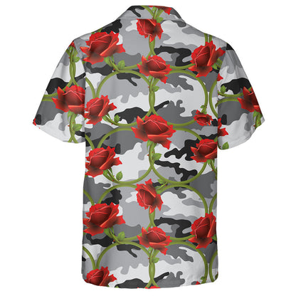 Ag mealladh Ciorcal Rós Dheirg Ar Phatrún Camo Liath Léine Haváís, Bronntanas Léine Haváíais, Bronntanas Nollag