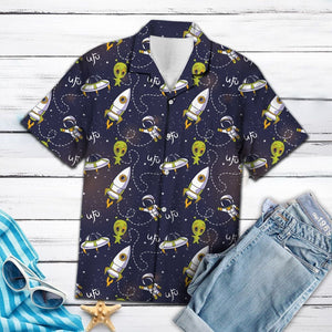 Amazing Ufo And Alien On Space Design Themed Hawaiian Shirt, Hawaiian Shirt Gift, Christmas Gift