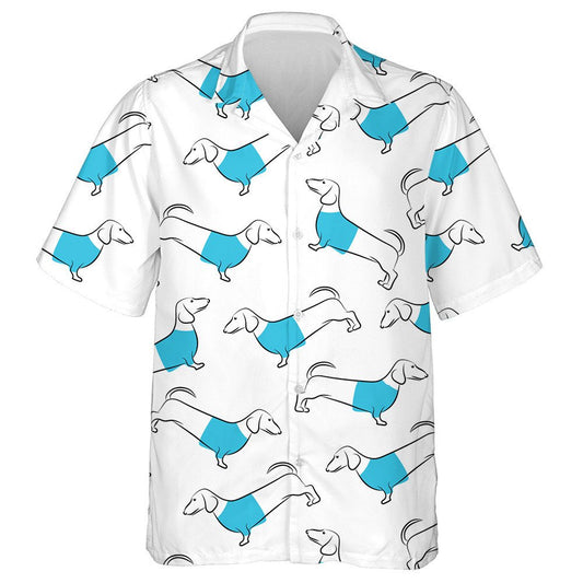 Theme Dachshund Dog In Blue Hawaiian Shirt,Hawaiian Shirt Gift, Christmas Gift