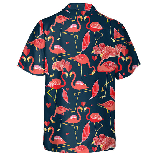 Red Flamingo In Love With Small Hearts Hawaiian Shirt, Hawaiian Shirt Gift, Christmas Gift