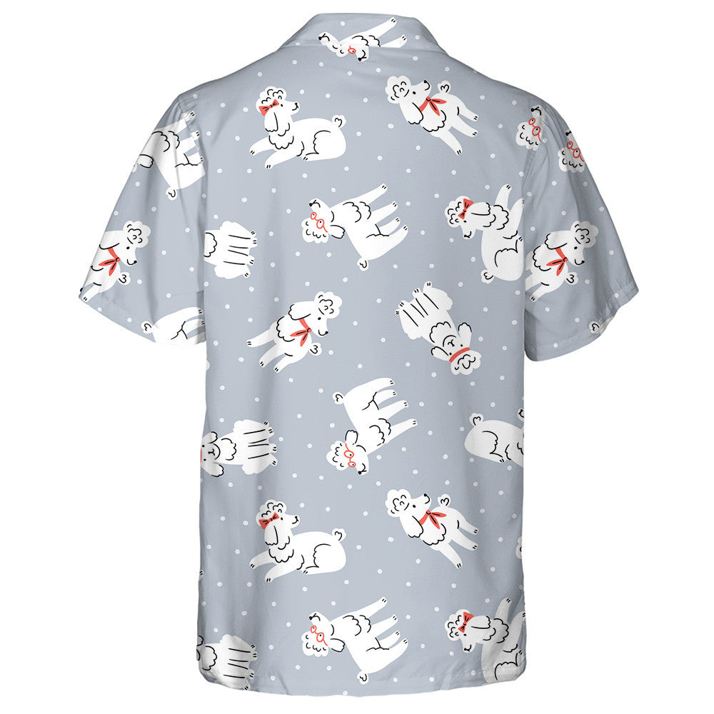 Poodles On Polka Dot Light Grey Background Hawaiian Shirt, Hawaiian Shirt Gift, Christmas Gift