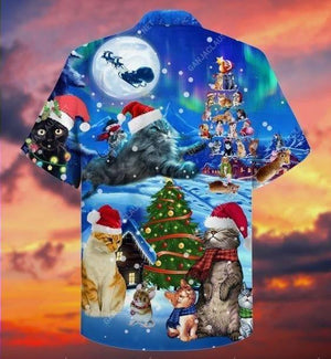 Design Hawaiian Shirt Amazing Cat Christmas Tree, Hawaiian Shirt Gift, Christmas Gift.