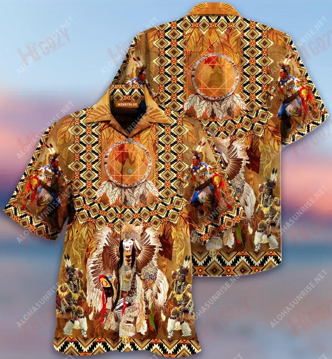 Proud Native American Powwow Vintage Short Sleeve Shirt Ocean Hawaiian T Shirts Tactical Hawaiian Shirt Hawaiian Shirts For Men, Hawaiian Shirt Gift, Christmas Gift