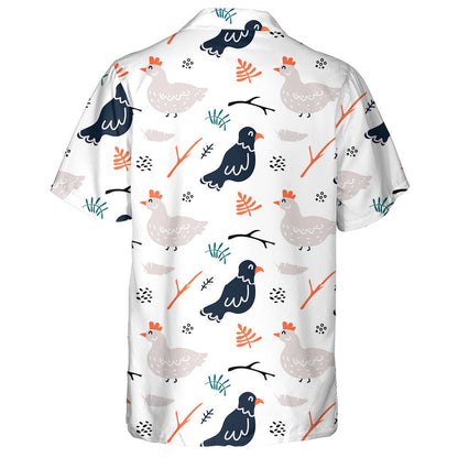 Cute Chicken And Black Raven With Plant Hawaiian Shirt, Hawaiian Shirt Gift, Christmas Gift