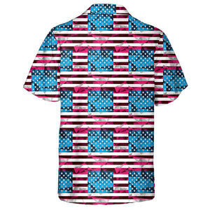 Abstract Triangles Surface On American Flag Theme Hawaiian Shirt, Hawaiian Shirt Gift, Christmas Gift