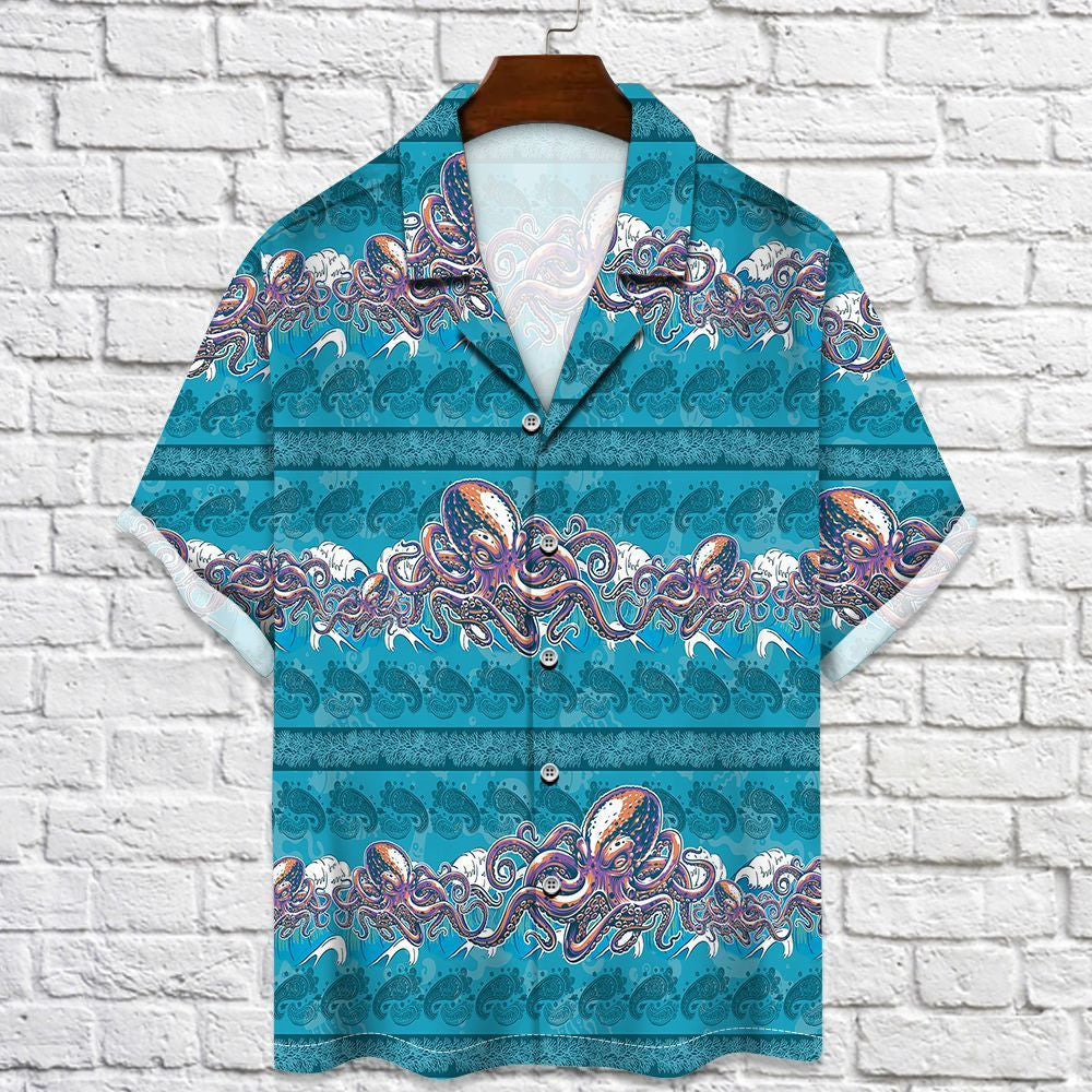 Awesome Sea Animal Octopus Paisley Pattern Hawaiian Shirt, Hawaiian Shirt Gift, Christmas Gift