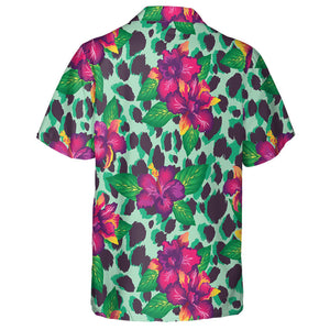 Wild African Leopard With Orchids And Leaves Hawaiian Shirt, Hawaiian Shirt Gift, Christmas Gift