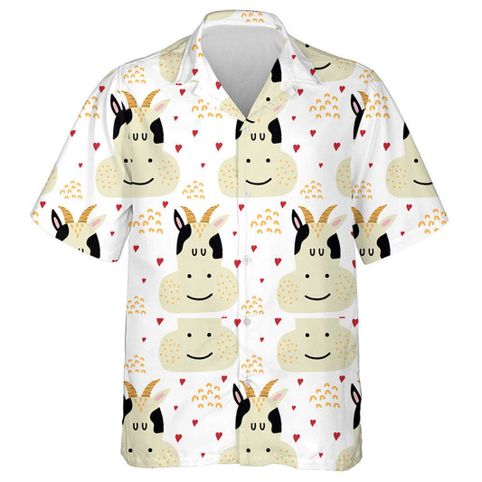 Cow Head And Small Red Heart Hawaiian Shirt,Hawaiian Shirt Gift, Christmas Gift