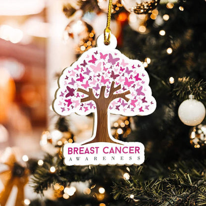 Breast Cancer Awareness Ornament, Christmas Ornament Gift, Christmas Gift, Christmas Decoration