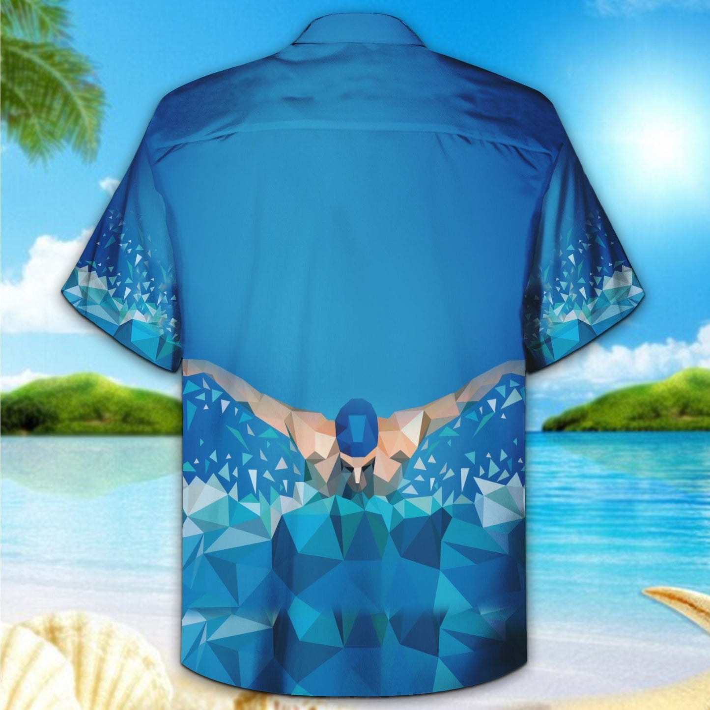 Swimming On Blue Crazy Ornamental Hawaiian Shirt And Shorts, Hawaiian Shirt Gift, Christmas Gift