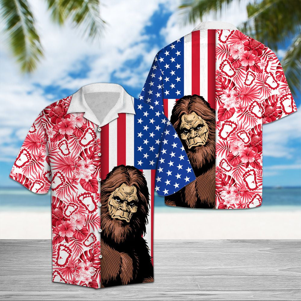 Stáit Aontaithe Mheiriceá Cool Bigfoot Agus Patrún Plandaí Trópaiceacha Léine Haváís, Bronntanas Léine Haváís, Bronntanas Nollag