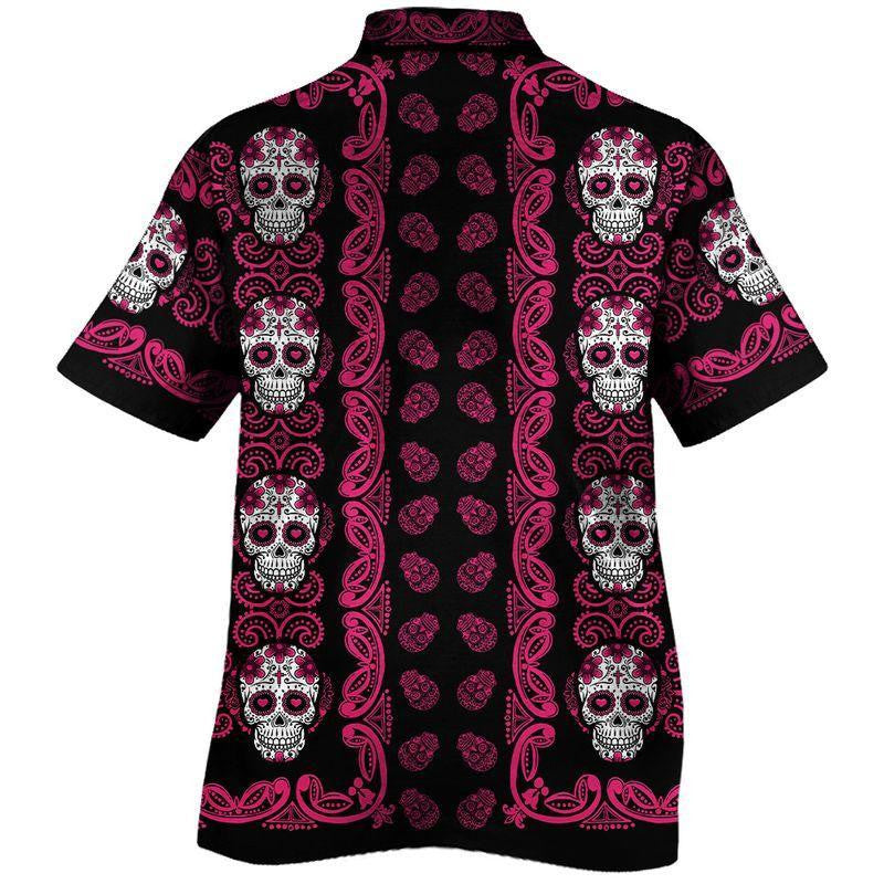 Patrún Skull Siúcra Bándearg Cúlra Uathúil Dearadh Léine Haváís, Bronntanas Léine Haváís, Bronntanas Nollag