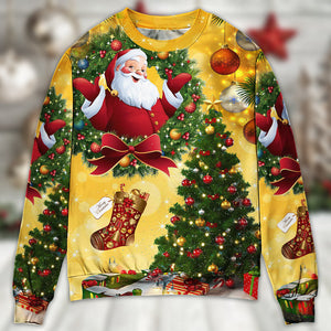 Christmas Tree Yellow Santa Claus Ugly Christmas Sweater, Christmas Gift, Gift Christmas 2024