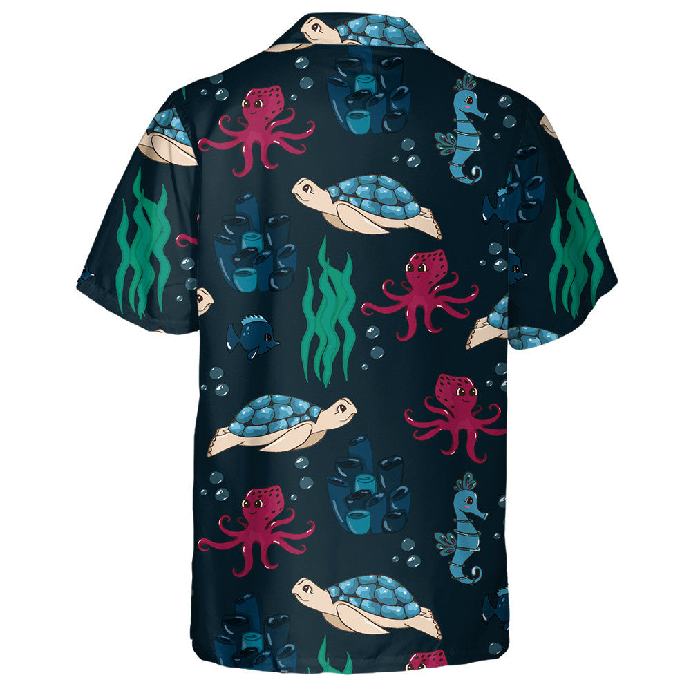 Underwater World Purple Beautiful Fish And Turtle Hawaiian Shirt, Hawaiian Shirt Gift, Christmas Gift